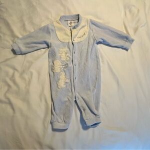 Chic Blue and White Footies One Piece with Cozy Design 6M
